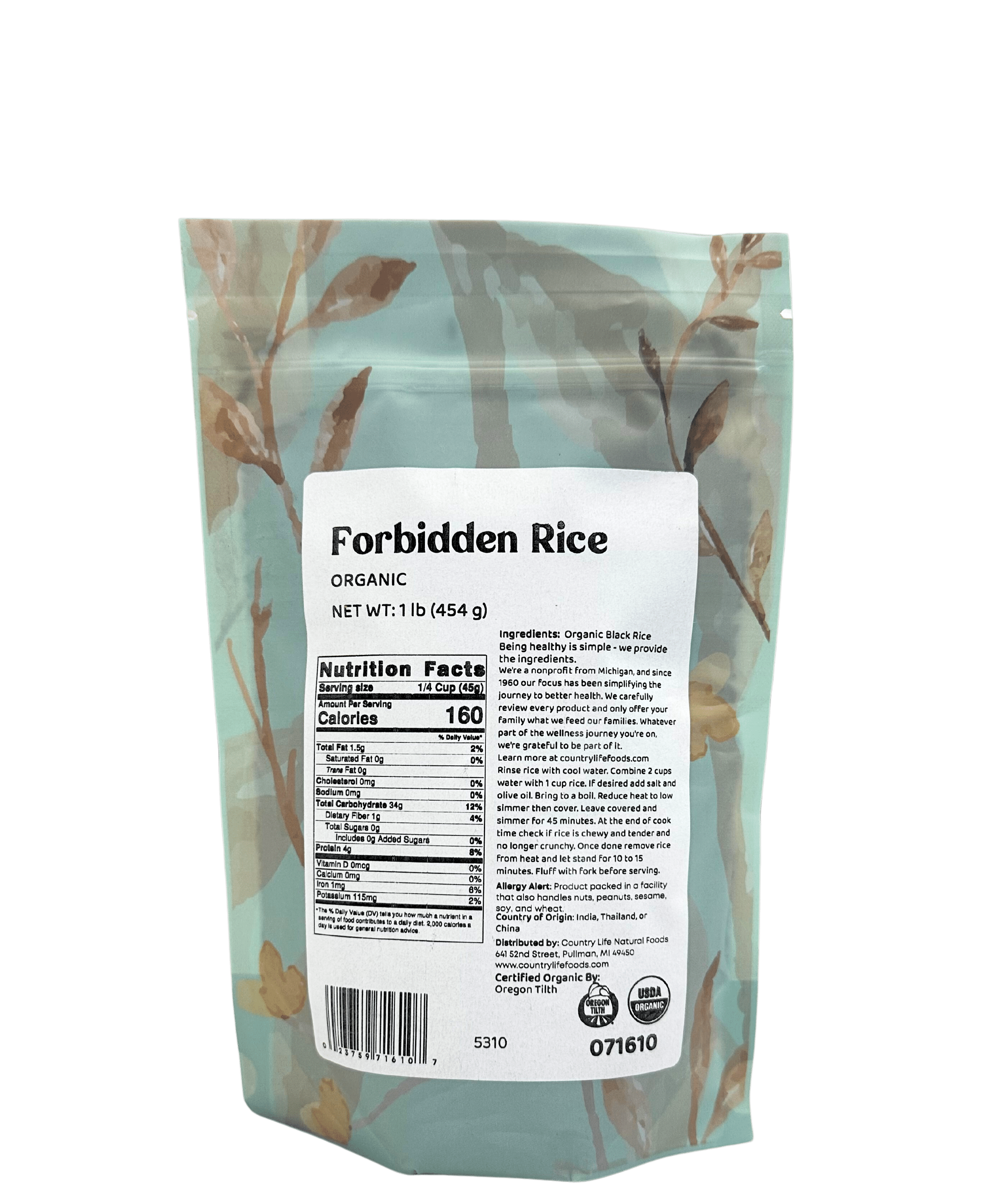 Forbidden Rice, Black, Organic - Country Life Natural Foods