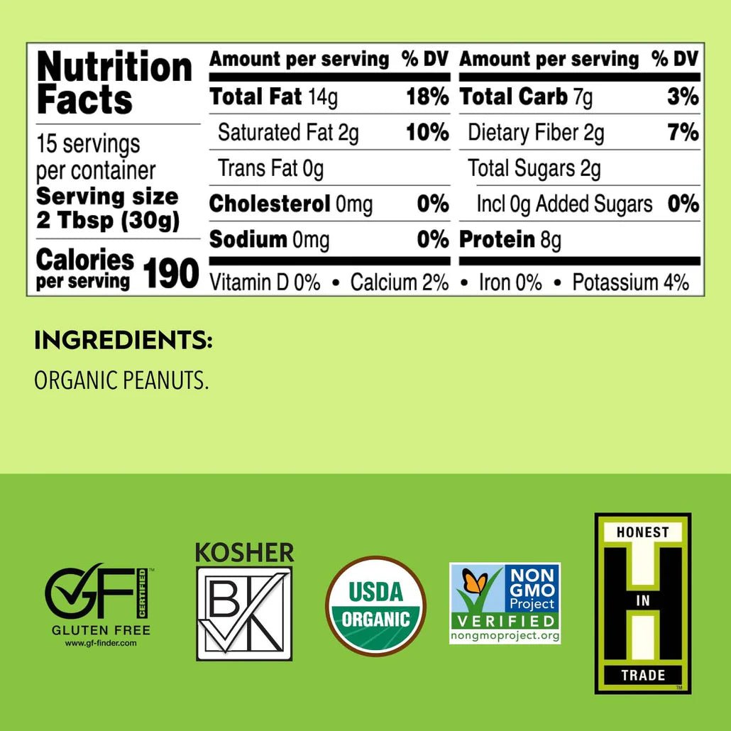 Peanut Butter, Creamy, No Salt, Organic - Country Life Natural Foods