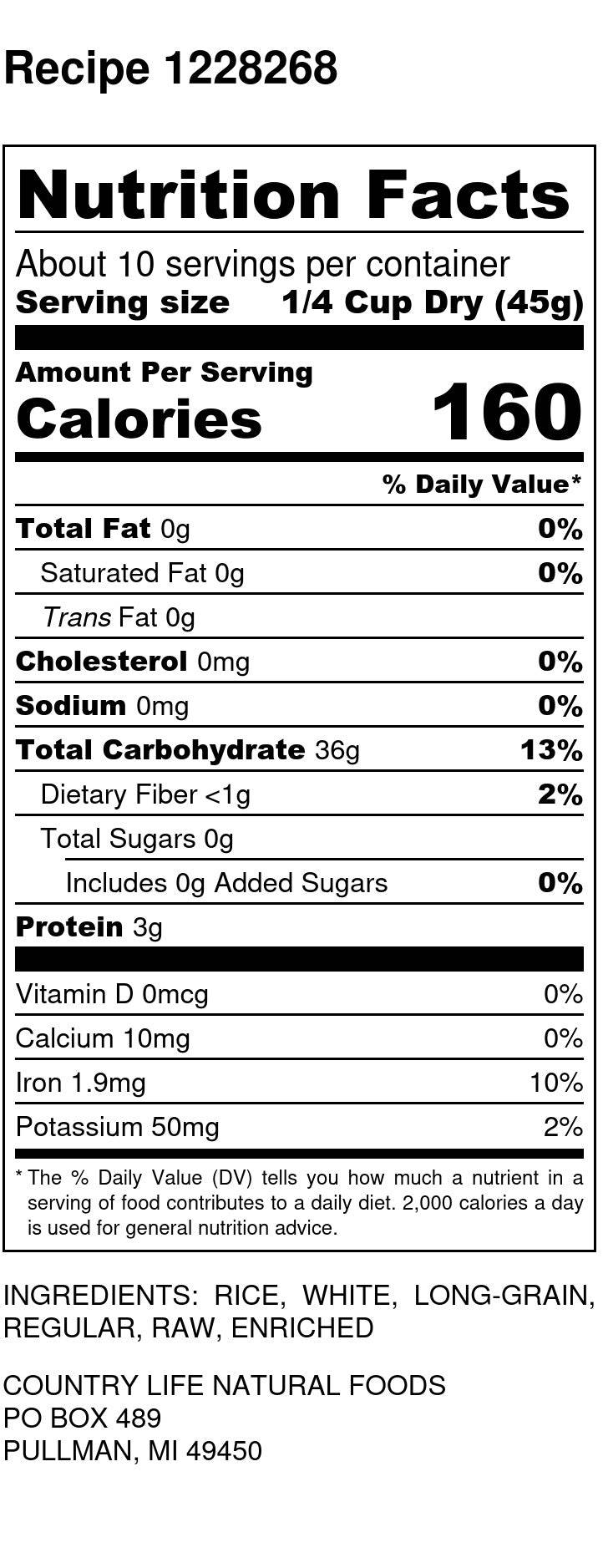 Long Rice, Brown, Organic, Lundberg - Country Life Natural Foods