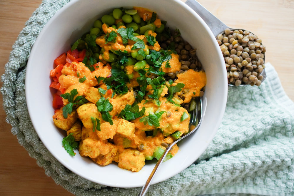 Quick and Easy Tofu Lentil Salad - The Perfect Protein Packed Meal