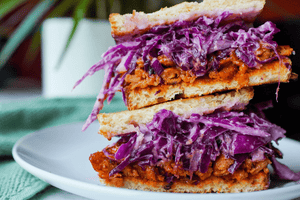 A Crunchy Vegan BBQ Sandwich With The Pefect Balance of Sweetness and Tartness