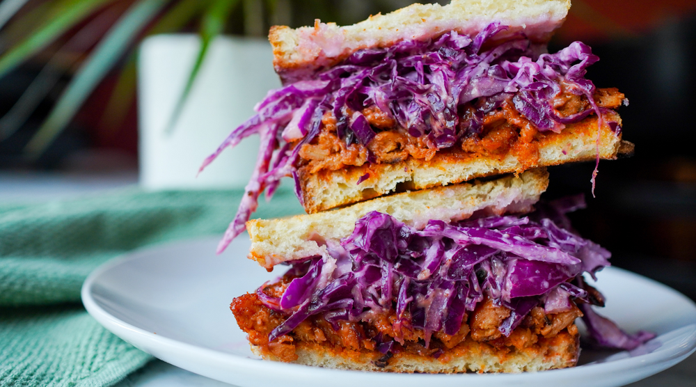 A Crunchy Vegan BBQ Sandwich With The Pefect Balance of Sweetness and Tartness