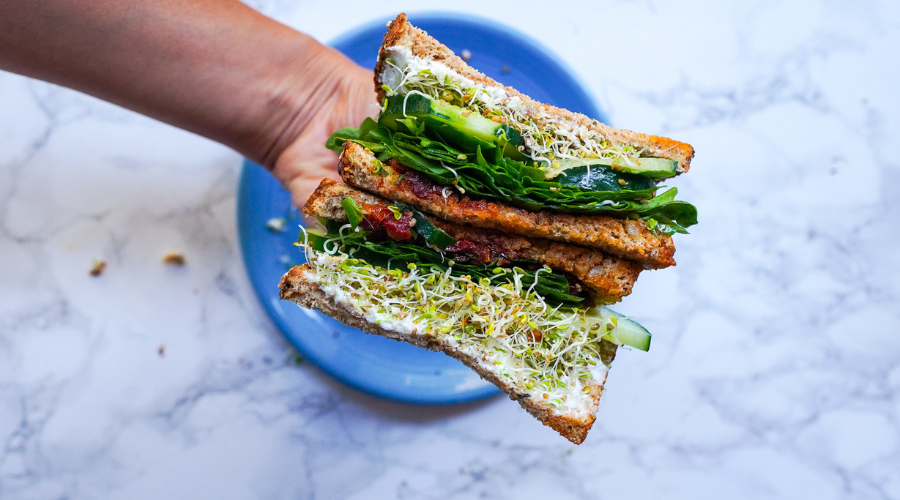 A Nutrient-Packed Sandwich With Sprouts and Sundried Tomatoes