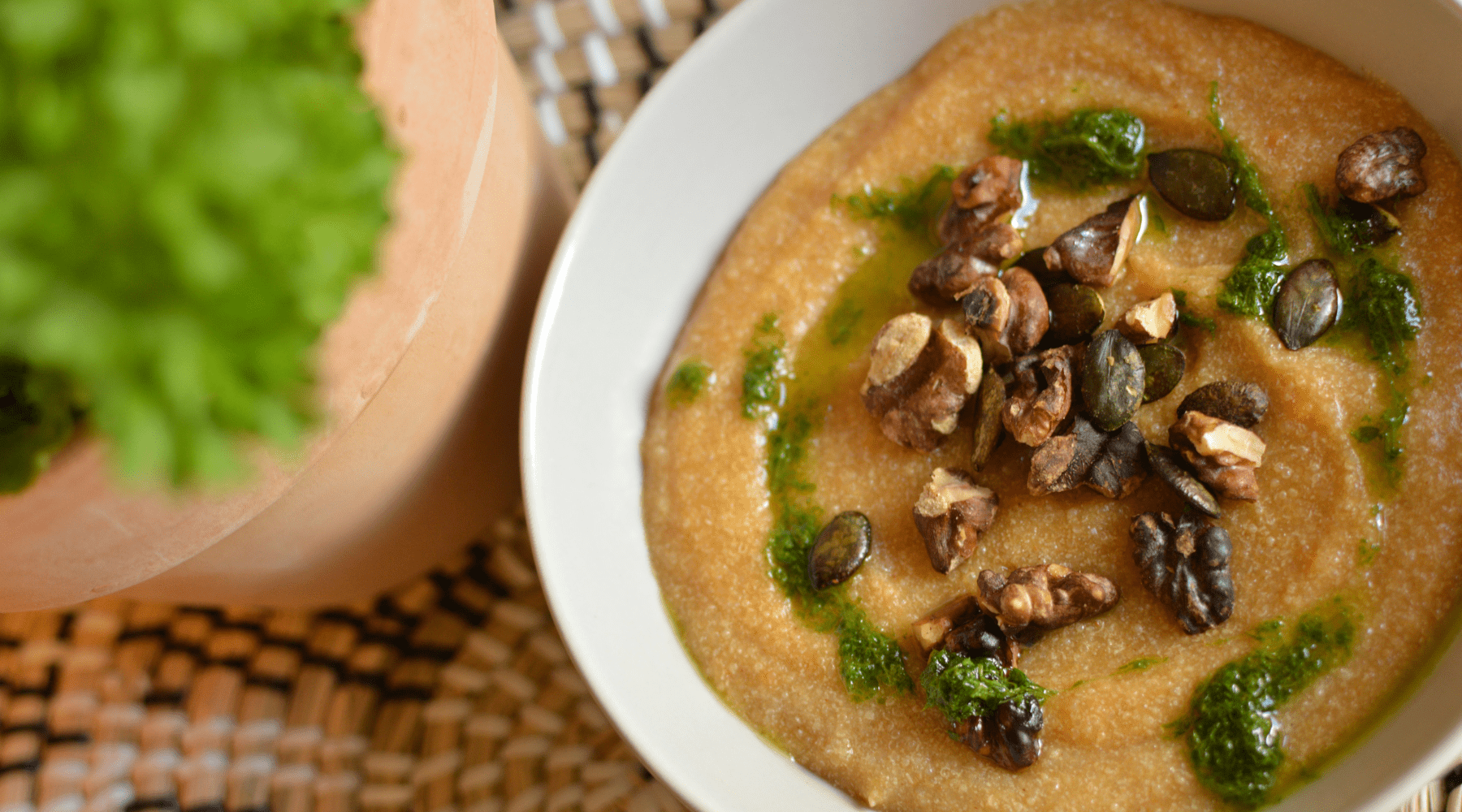 Amaranth and Carrot Polenta With Olive and Parsley Oil