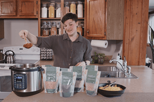 Instant Pot Bean Chili Served With Homemade Cornbread