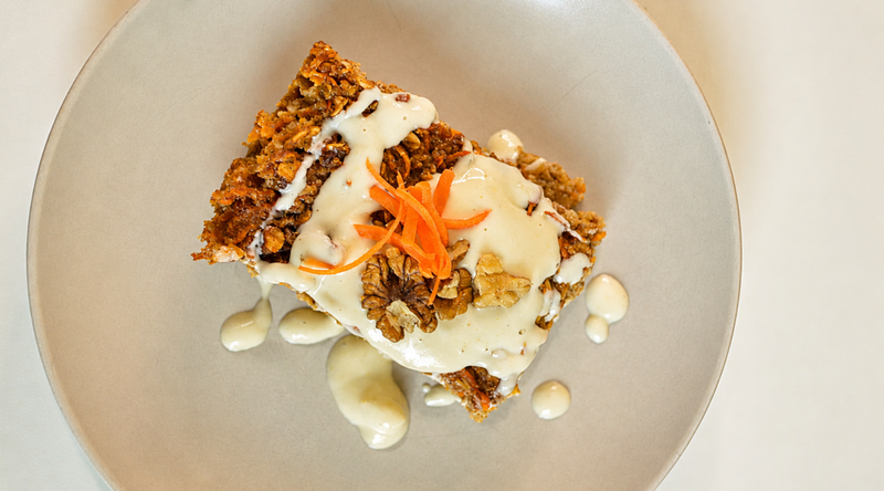 Carrot Cake Baked Oatmeal with Cashew Cream Icing