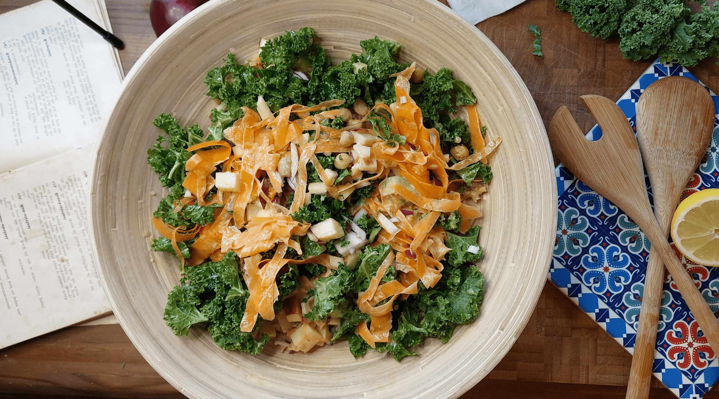 Roasted Chickpea And Kale Salad With A Tahini Honey Dressing