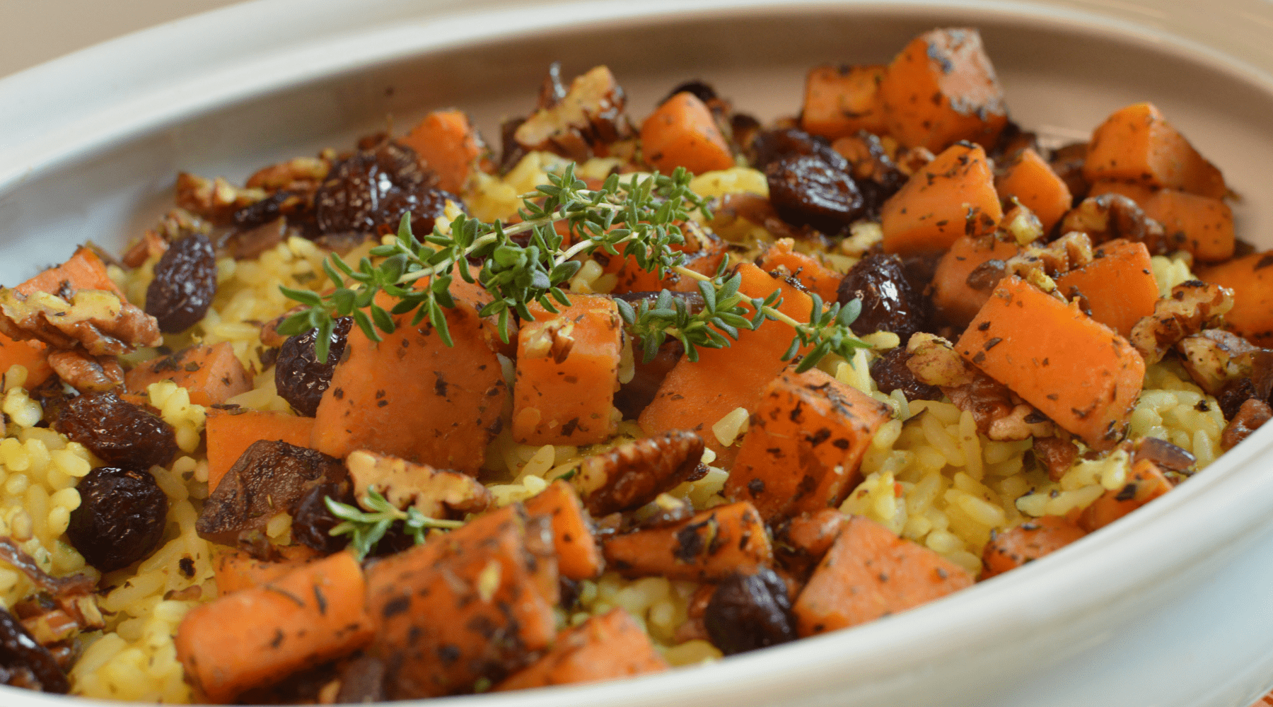 Hearty Cranberry Pecan and Sweet Potato Pilaf