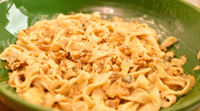 Eggless Pasta with a Creamy Mushroom Tahini Sauce