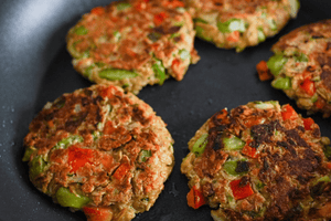 Nut And Seed Oat Patties With A Delicious Pesto