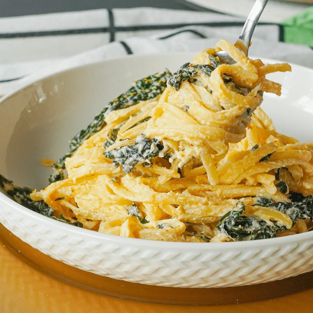 Dairy-Free Lemon Garlic Pasta With Sunflower Cream Sauce