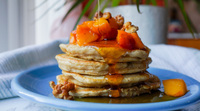 Peach Cobbler Sourdough Pancakes