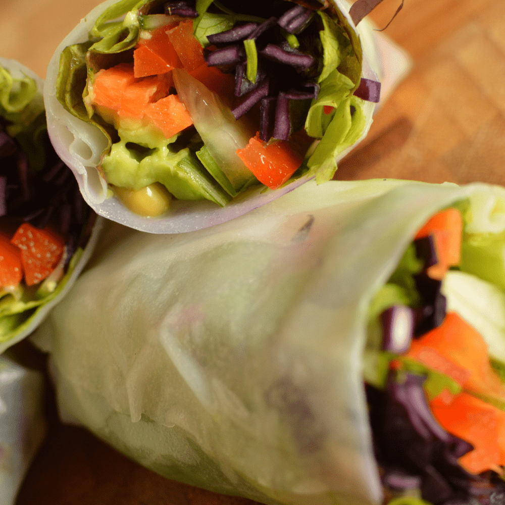 Crunchy Spring Rolls With A Peanut Dipping Sauce