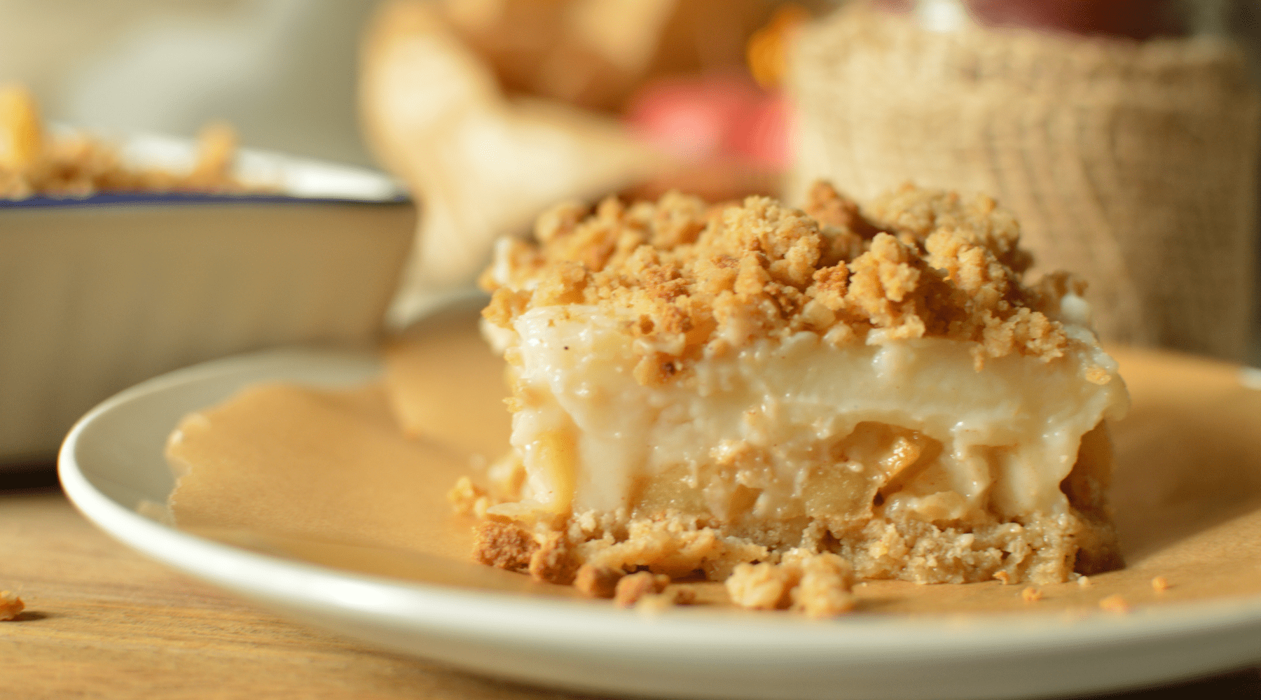 Creamy Vegan Apple Custard Slice with a Crumbly Oat Base