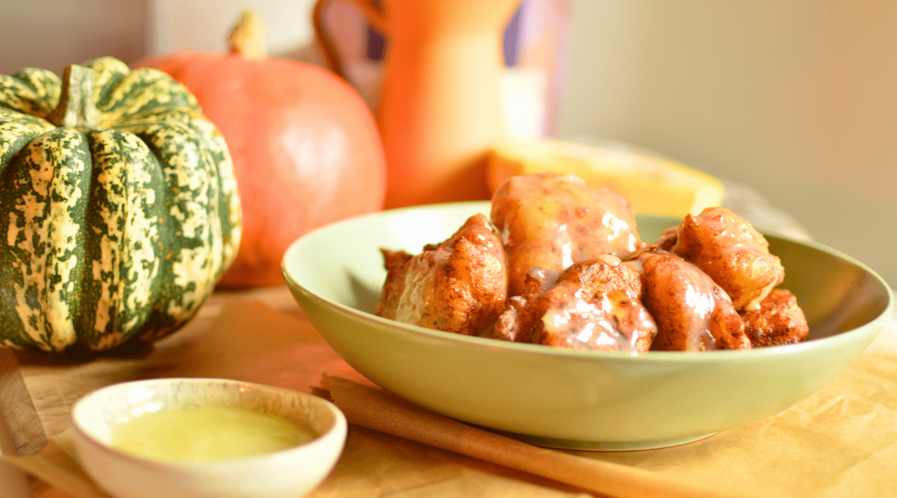 Golden Pumpkin Fritters with a Sweet Glaze (Vegan & Deliciously Cozy)