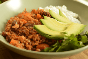 Nourishing Golden Wheat Berry Chili with Black Beans