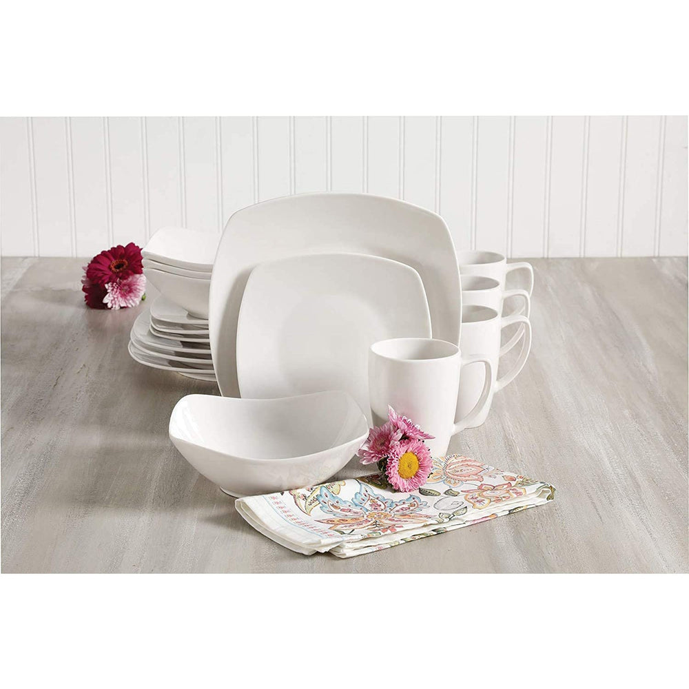 Gibson 102539.16RM Porcelain Zen Buffet 16 Piece Dinnerware Set, White (2 Pack) - Country Life Natural Foods