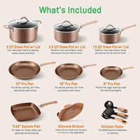 
                  
                    NutriChef Nonstick Cooking Kitchen Cookware Pots and Pans, 20 Piece Set, Bronze - Country Life Natural Foods
                  
                