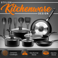 
                  
                    SereneLife 15 Piece Pots and Pans Non Stick Chef Kitchenware Cookware Set, Black - Country Life Natural Foods
                  
                