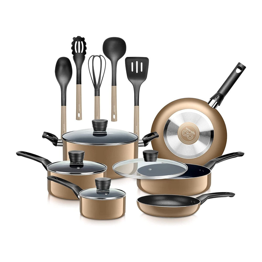 SereneLife 15 Piece Pots and Pans Home Non Stick Chef Kitchenware Cookware Set - Country Life Natural Foods