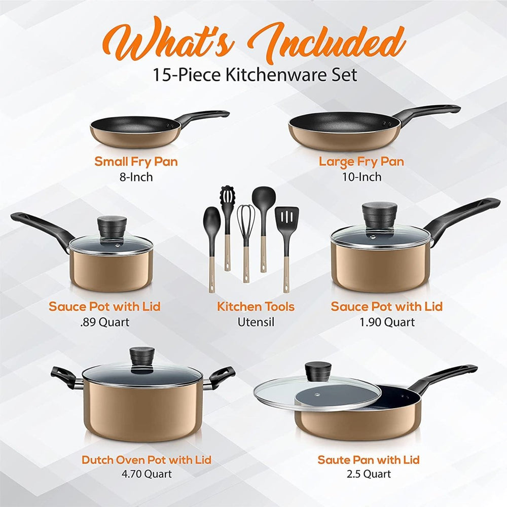 
                  
                    SereneLife 15 Piece Pots and Pans Home Non Stick Chef Kitchenware Cookware Set - Country Life Natural Foods
                  
                