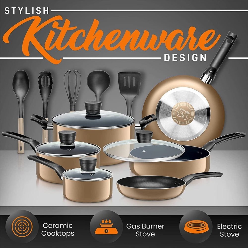
                  
                    SereneLife 15 Piece Pots and Pans Home Non Stick Chef Kitchenware Cookware Set - Country Life Natural Foods
                  
                