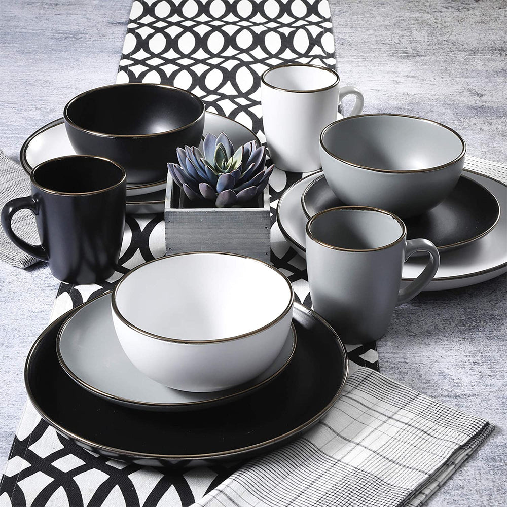 
                  
                    Gibson Home Rockaway Round Stoneware Dinnerware Set, Service for 4, Matte White
                  
                