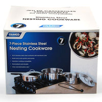 
                  
                    Camco 7 Piece Stainless Steel Cookware Nesting Pot Set w/Handle & Storage Strap - Country Life Natural Foods
                  
                