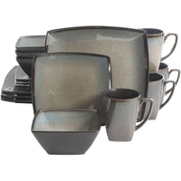 Gibson Elite 16 Piece Glazed Square Dinnerware Set with Plates, Bowls, and Mugs - Country Life Natural Foods