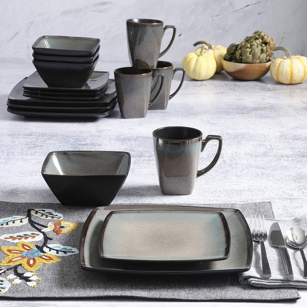 
                  
                    Gibson Elite 16 Piece Glazed Square Dinnerware Set with Plates, Bowls, and Mugs - Country Life Natural Foods
                  
                