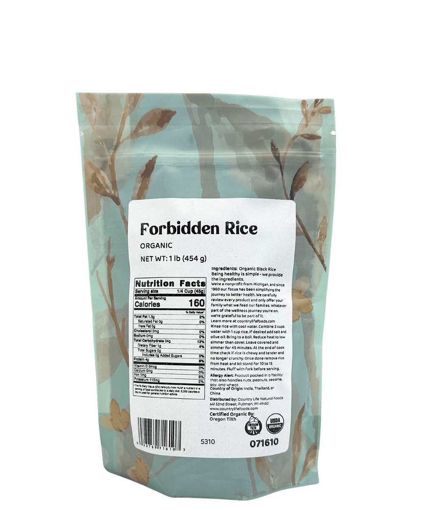 
                  
                    Forbidden Rice, Black, Organic - Country Life Natural Foods
                  
                