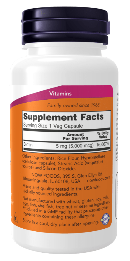Biotin 5,000 mcg Veg Capsules - Country Life Natural Foods