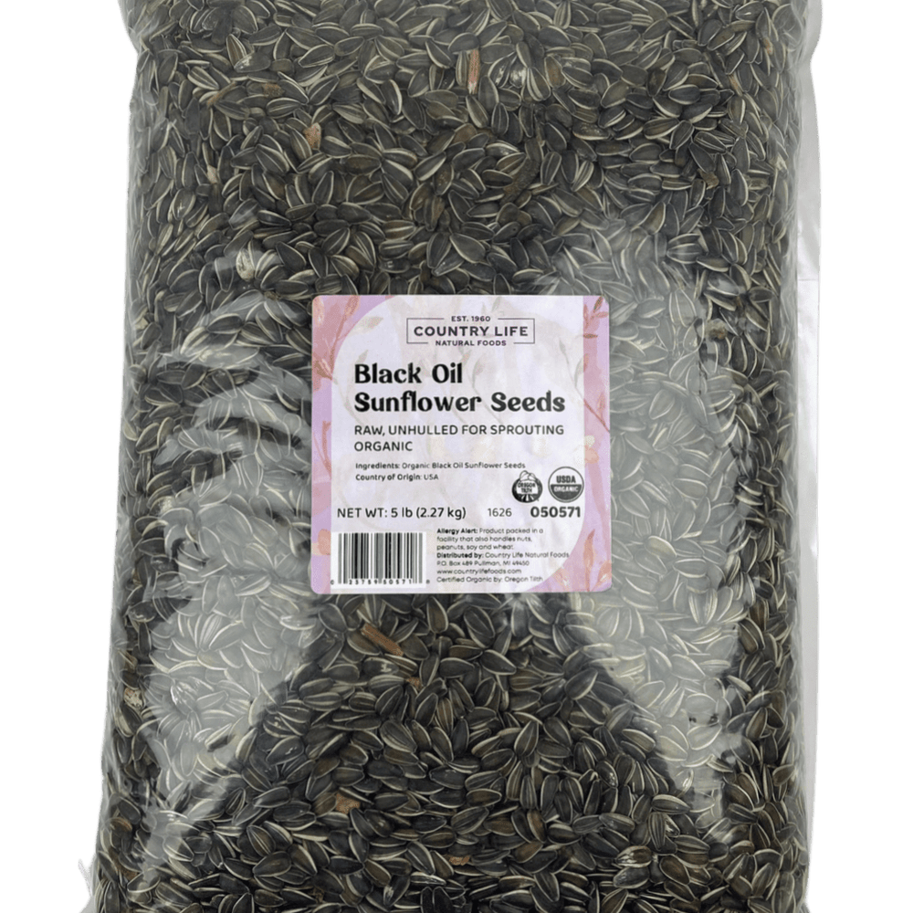 
                  
                    Sunflower Seeds, Black Oil, Unhulled For Sprouting, Organic - Country Life Natural Foods
                  
                