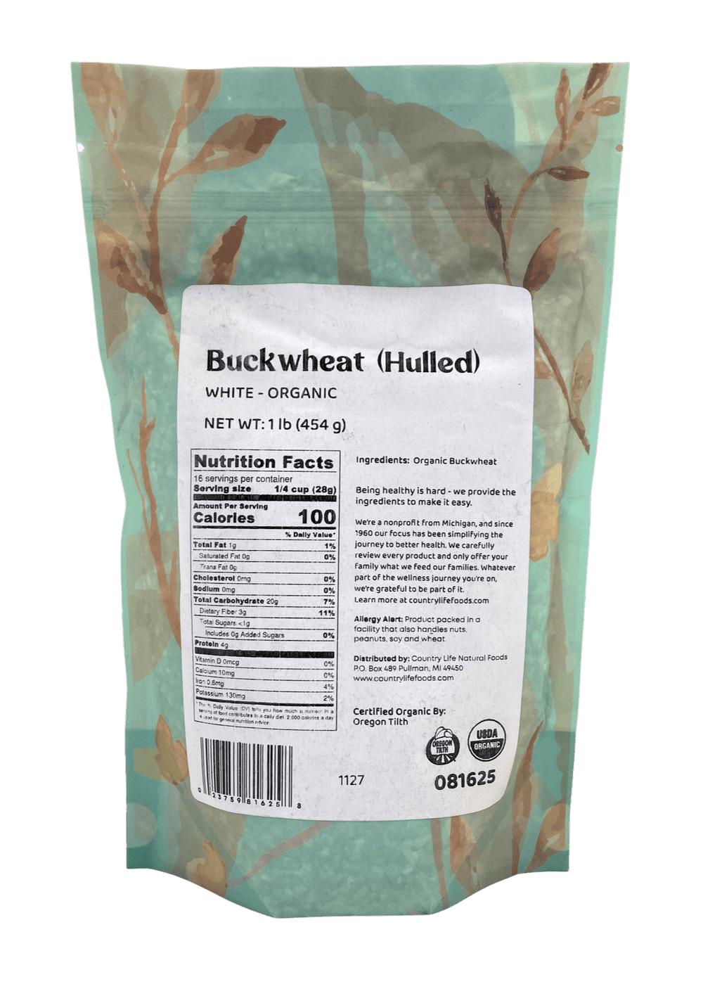 Buckwheat, White, Hulled, Organic - Country Life Natural Foods
