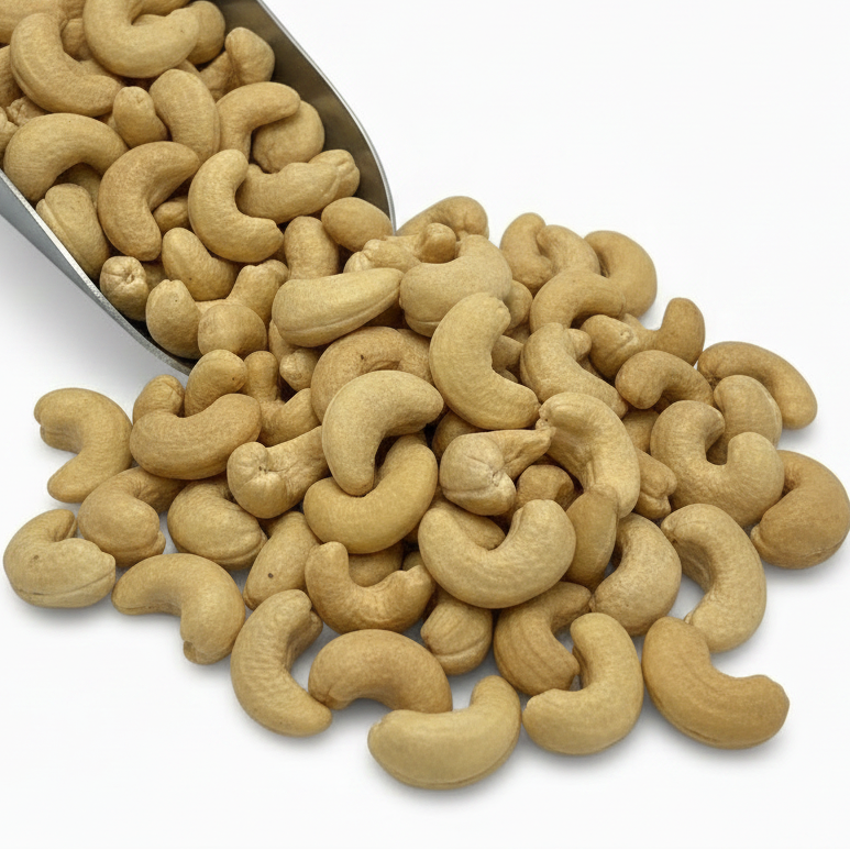 Cashews as hero with scoop edge barely visible