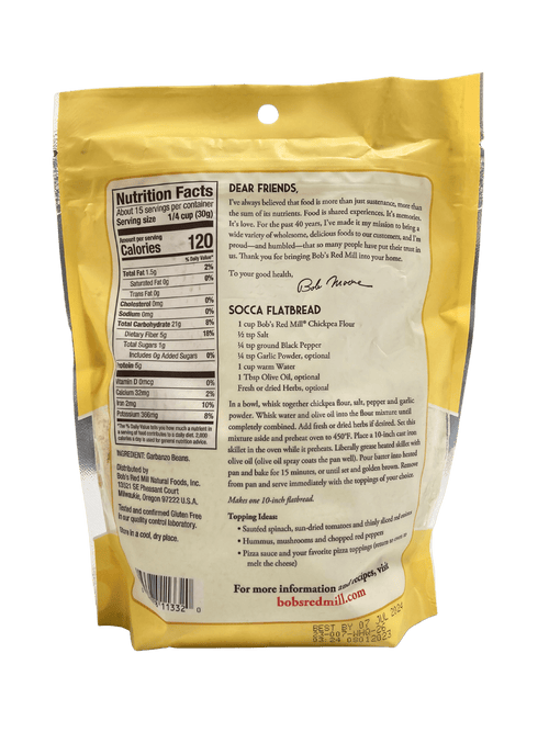 Chickpea (Garbanzo Bean) Flour, Gluten-Free, Bob's Red Mill, Flour - Country Life Natural Foods