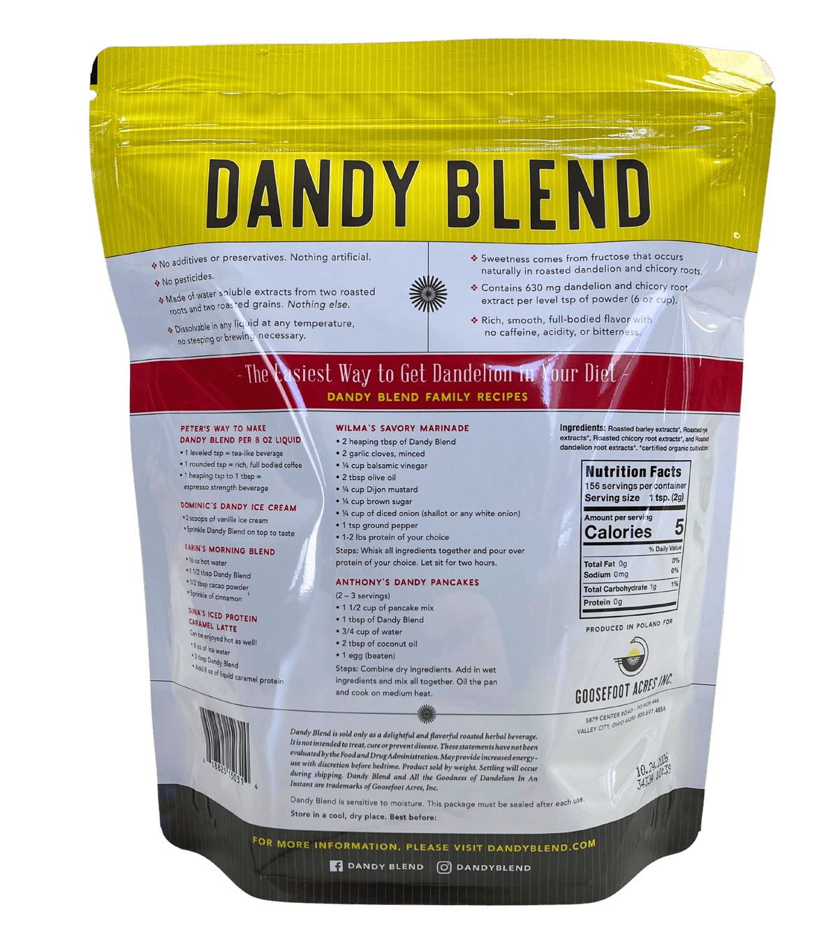 Dandy Blend, Organic, Instant Beverage - Country Life Natural Foods