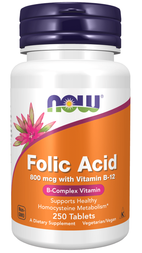 Folic Acid 800 mcg with Vitamin B - 12 Tablets - Country Life Natural Foods