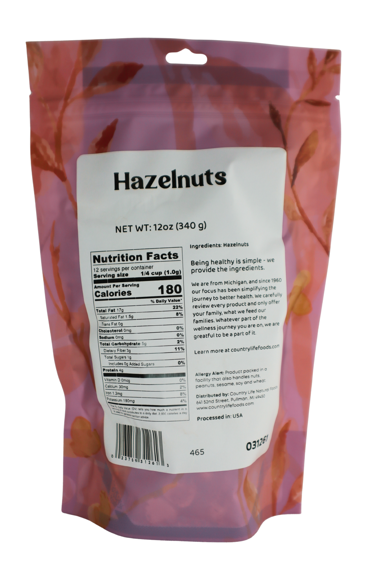 Hazelnuts, Whole, Raw, Large, Nuts - Country Life Natural Foods
