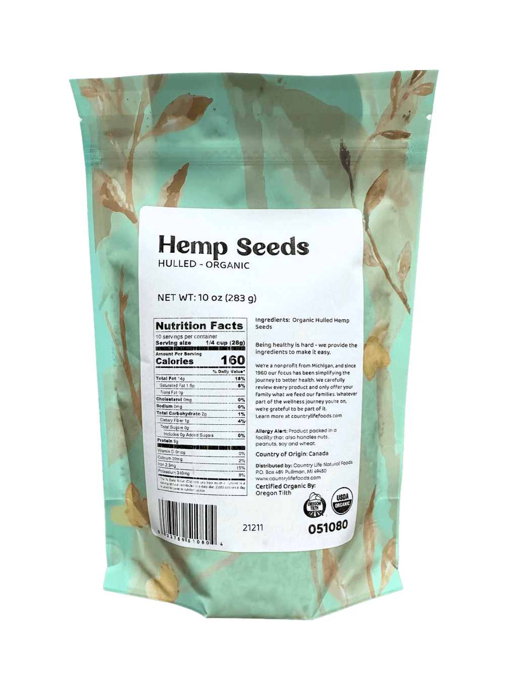 Hemp Seeds, Hulled, Organic - Country Life Natural Foods