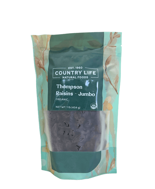 Raisins, Thompson Organic Jumbo, Dried Fruit - Country Life Natural Foods