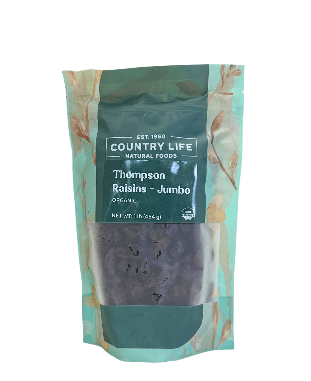 Raisins, Thompson Jumbo, Organic - Country Life Natural Foods