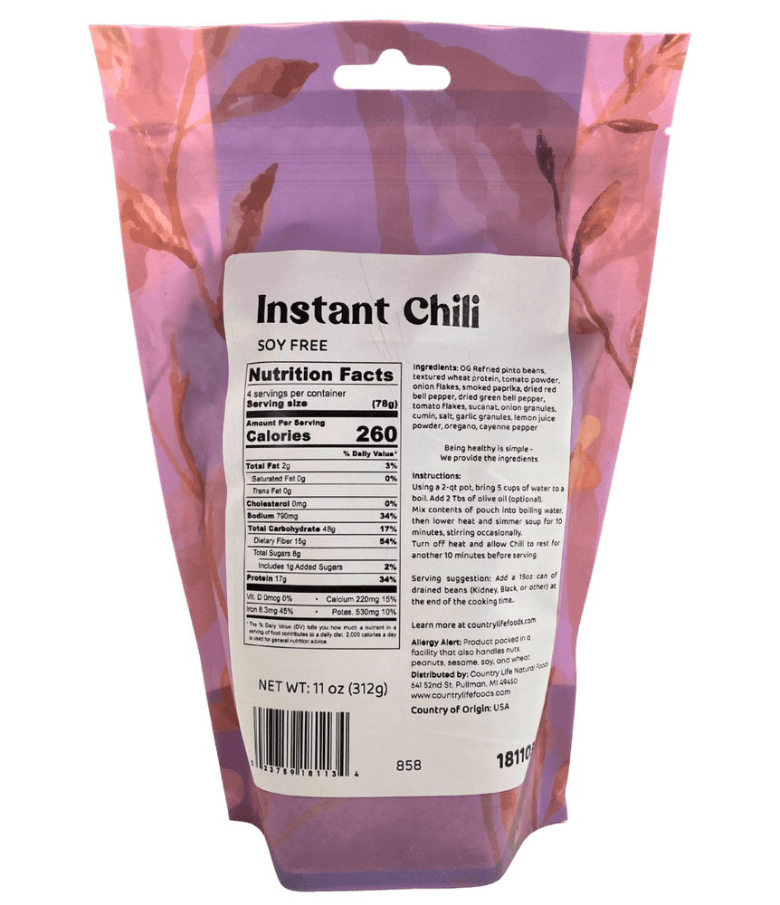
                  
                    Instant Chili, Soy Free - Country Life Natural Foods
                  
                
