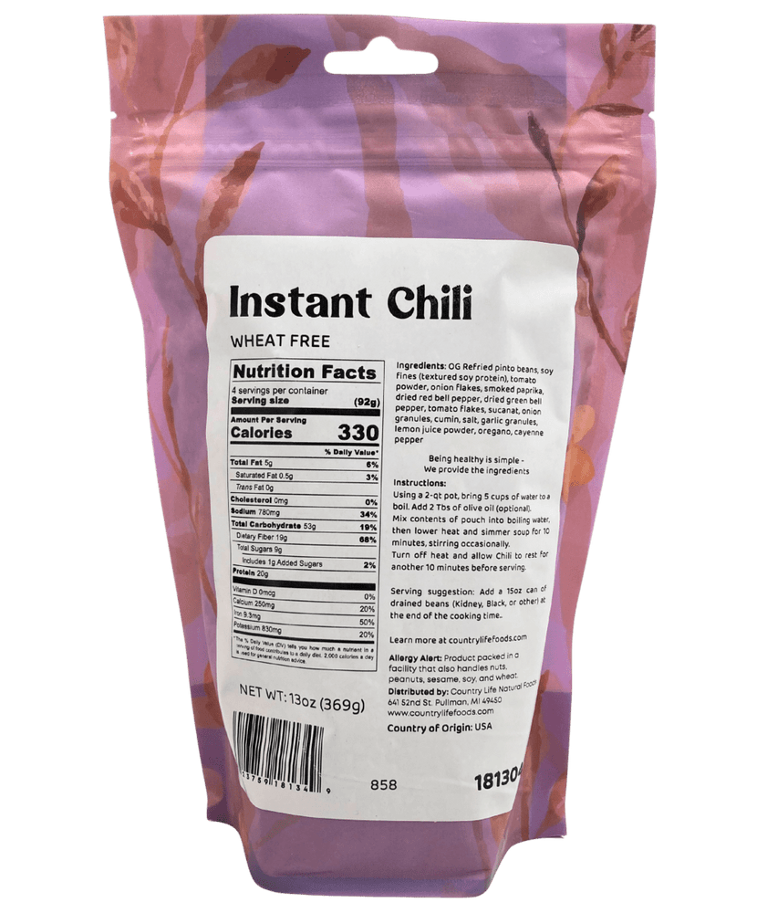 
                  
                    Instant Chili, Wheat Free - Country Life Natural Foods
                  
                