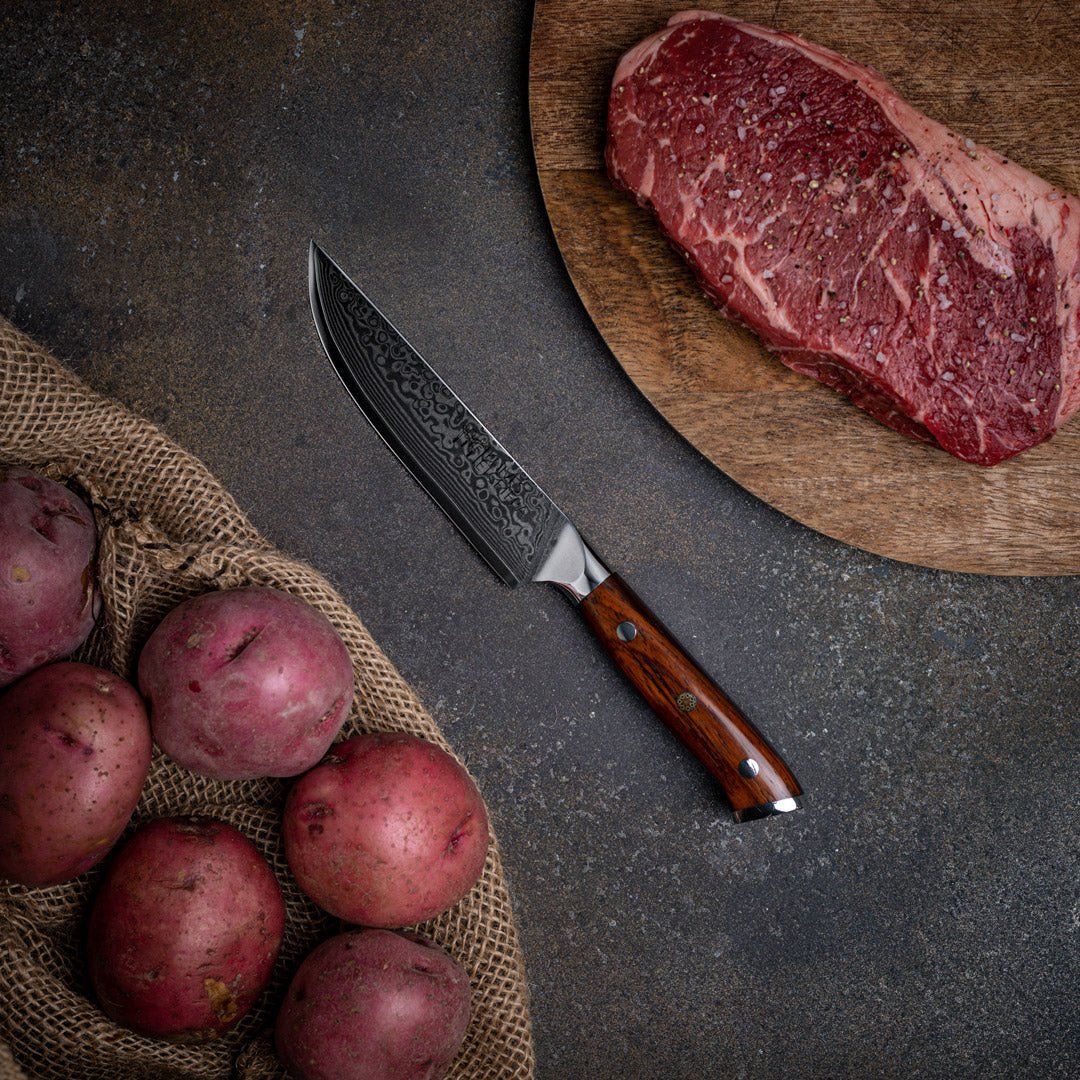 5" Damascus Steak Knife, Kitchen Knives - Country Life Natural Foods