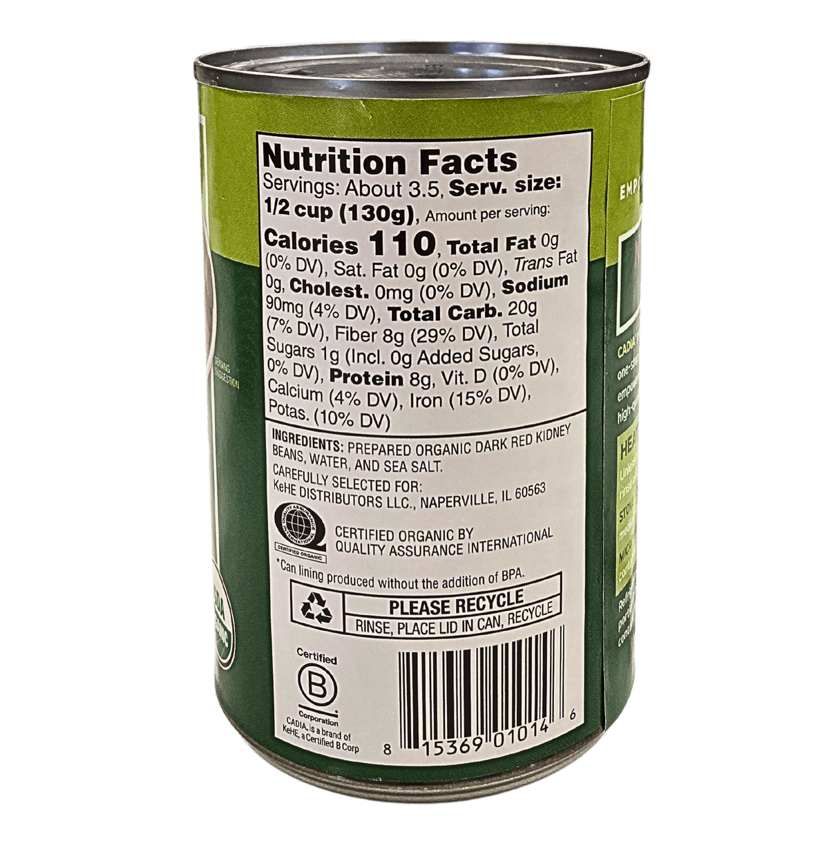 Kidney Beans, Red, Organic, Cadia, Beans - Country Life Natural Foods