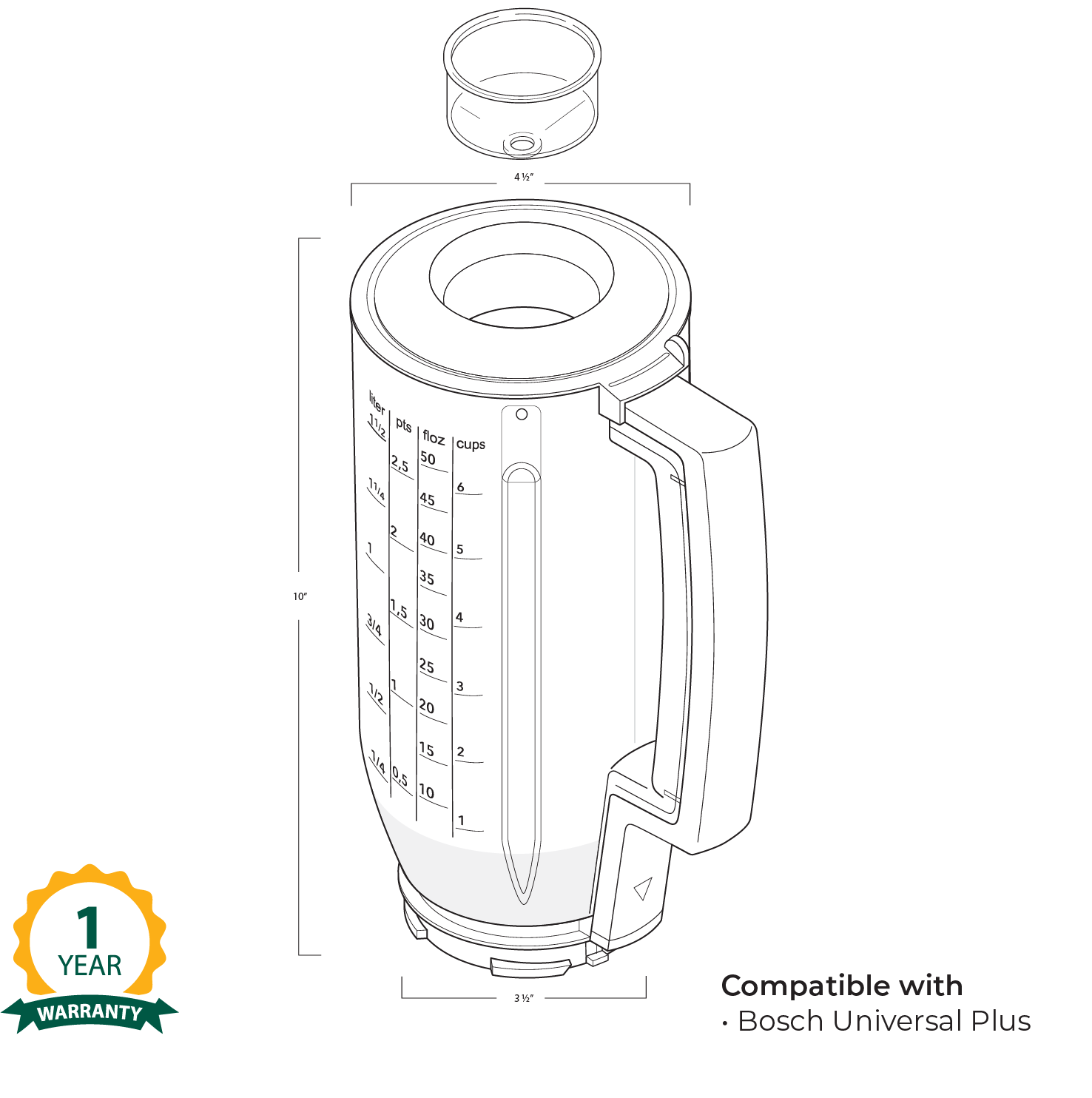 Universal Plus Blender Attachment, Kitchen Mixer Attachment - Country Life Natural Foods