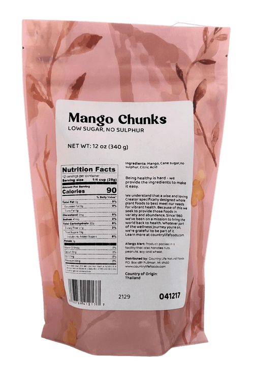 Mango Chunks, Low Sugar, Dried Fruit - Country Life Natural Foods