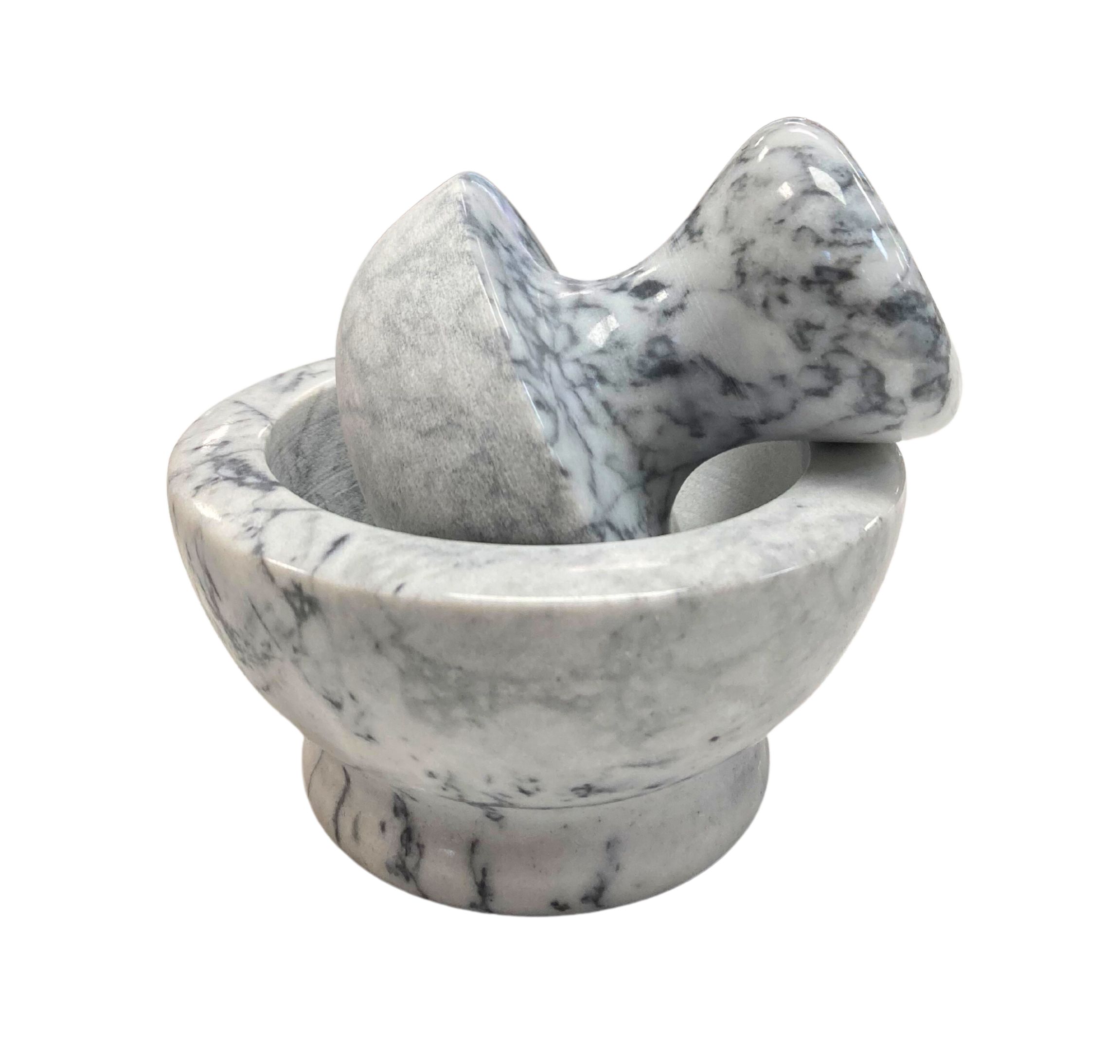 White Grey Marble Mortar and Pestle/Garlic Grinder/Kitchen