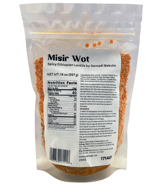 Misir Wot - Spicy Ethiopian Red Lentils, CLNF Easy Meals - Country Life Natural Foods